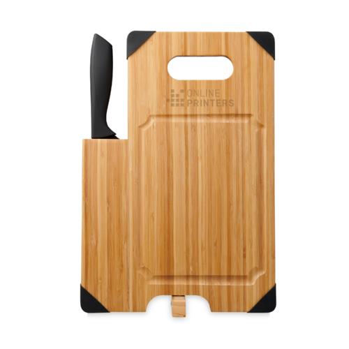 Bamboo cutting board Avery with knife 1