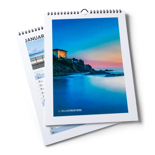 Wall calendars, 21 x 42 cm, wire-o binding, 4/4 colours 1