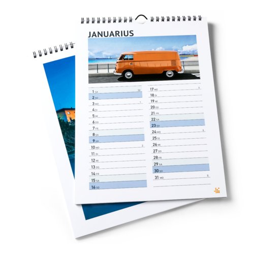 Wall calendars, 10.5 x 42 cm, wire-o binding, 4/0 colours 2