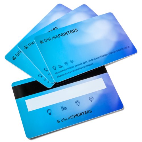 Plastic cards with signature field and magnetic strip, 8.6 x 5.4 cm, printed on both sides 3