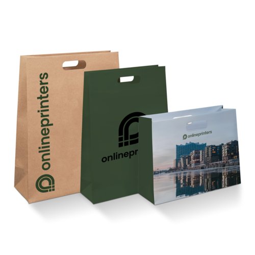 Nat. paper die cut handle bags, 40 x 30 x 8 cm, 1