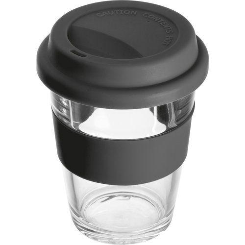 Glass mug with silicon sleeve and lid Jaru 2