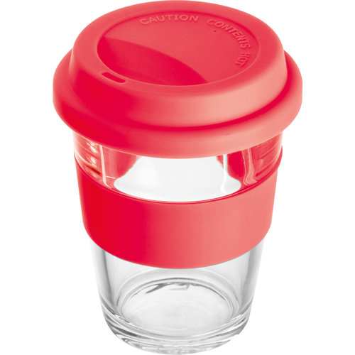 Glass mug with silicon sleeve and lid Jaru 8