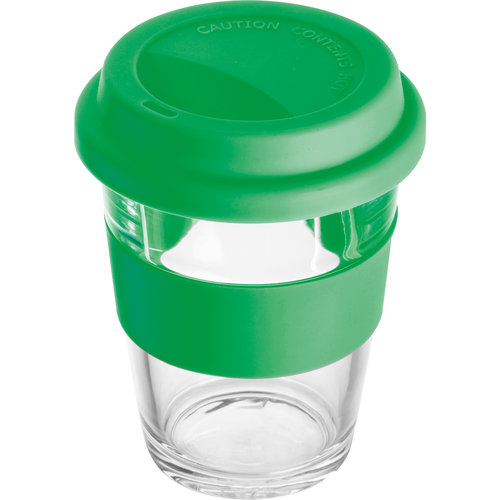 Glass mug with silicon sleeve and lid Jaru 1