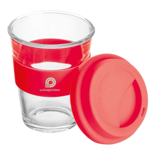 Glass mug with silicon sleeve and lid Jaru 9