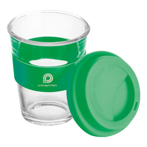 Glass mug with silicon sleeve and lid Jaru 11