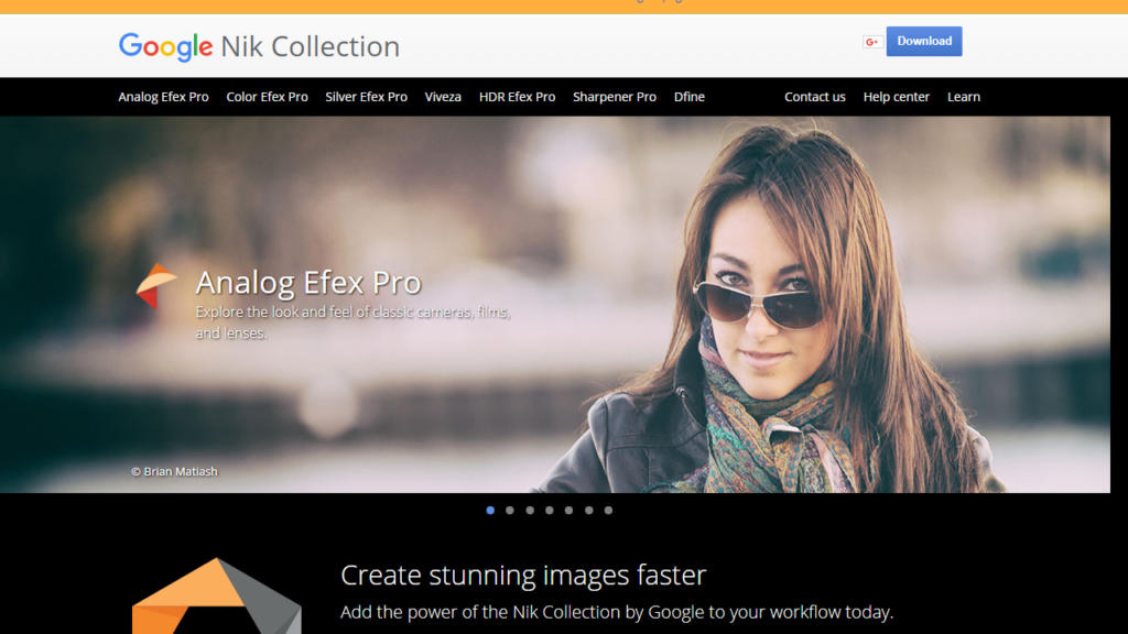 Startpage of Google Nik Collection