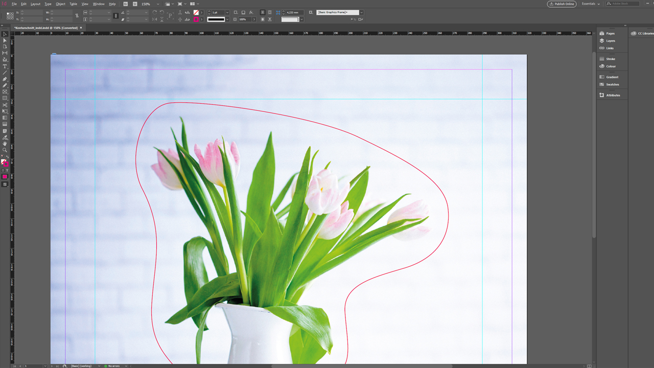 The picture of a tulip vase with a complete cutting path
