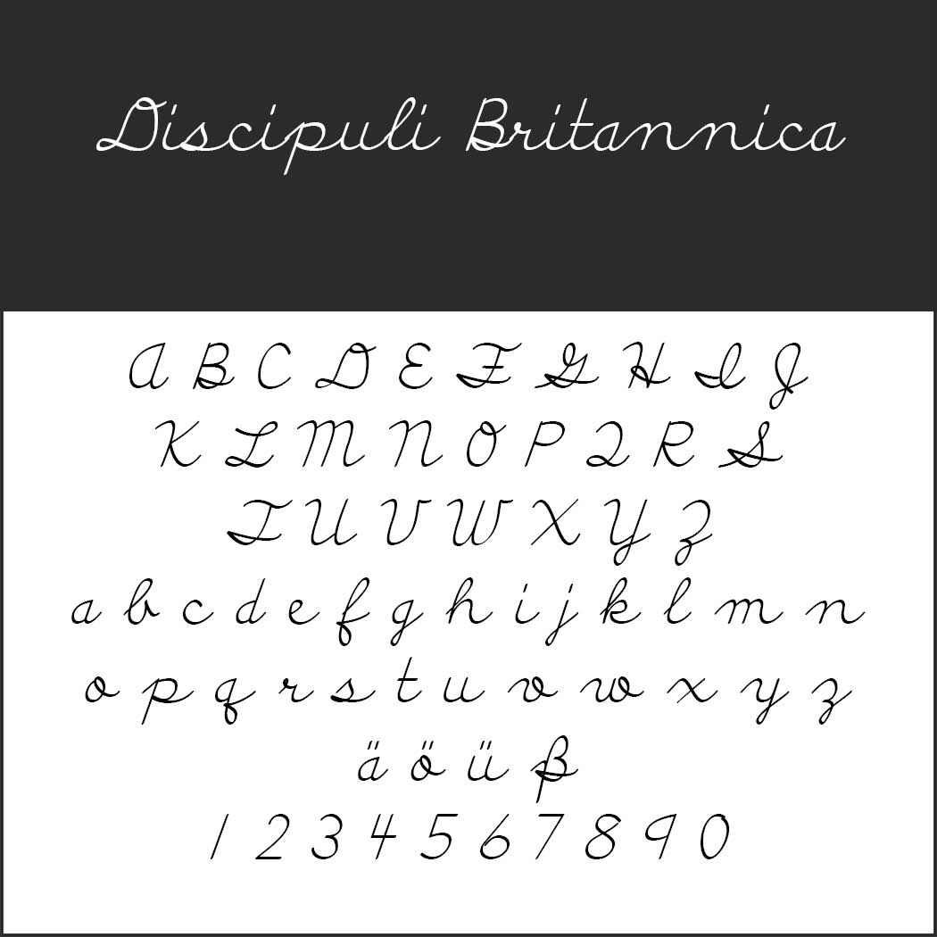 Cursive font Discipuli Britannica