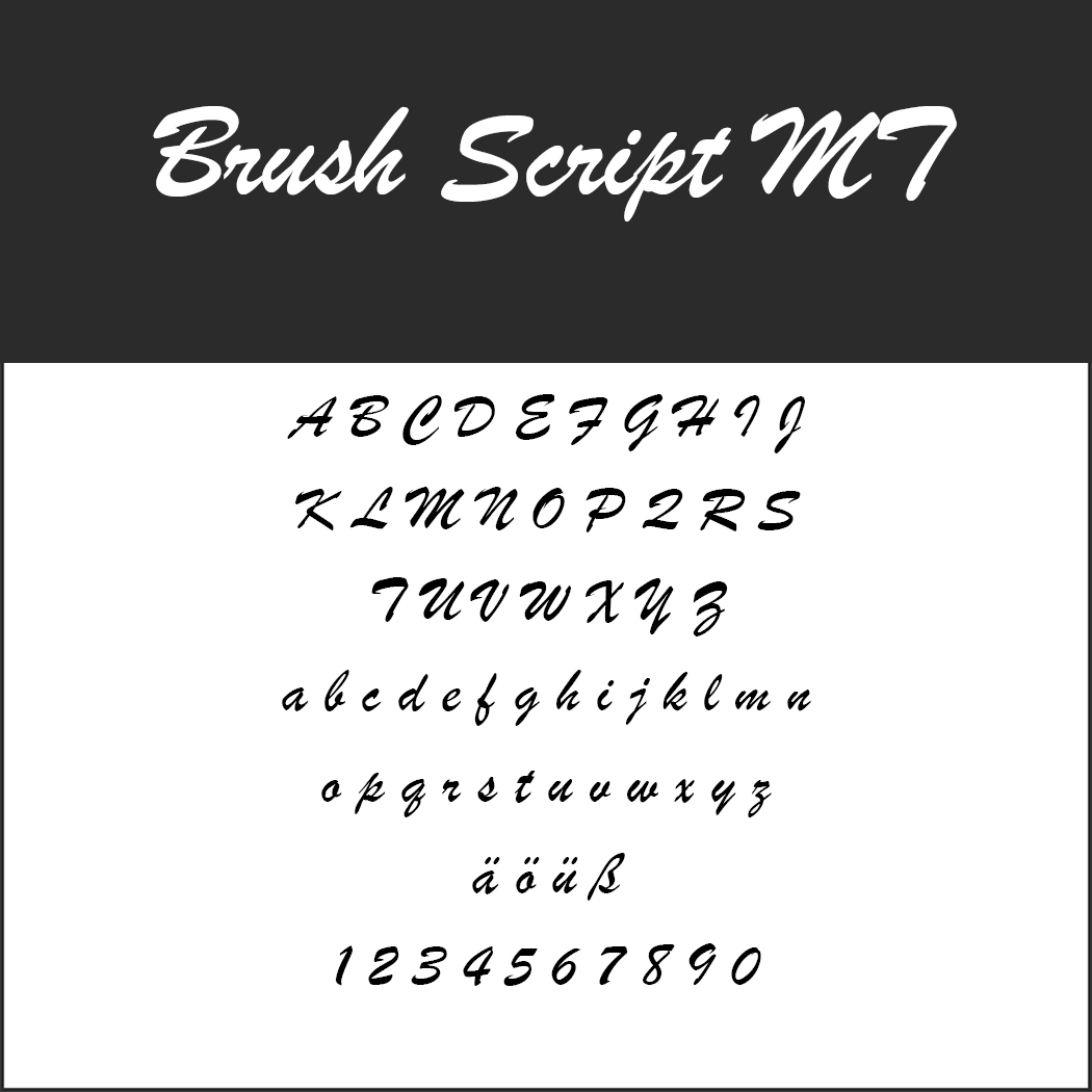 Menu font Brush Script MT