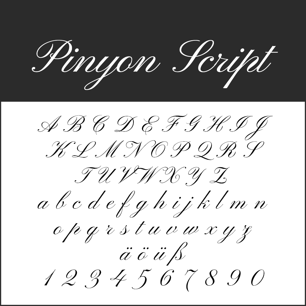 Menu font Pinyon Script