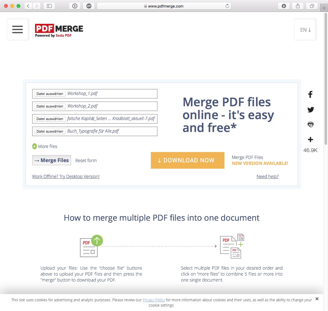 Merge PDFs with PDFmerge