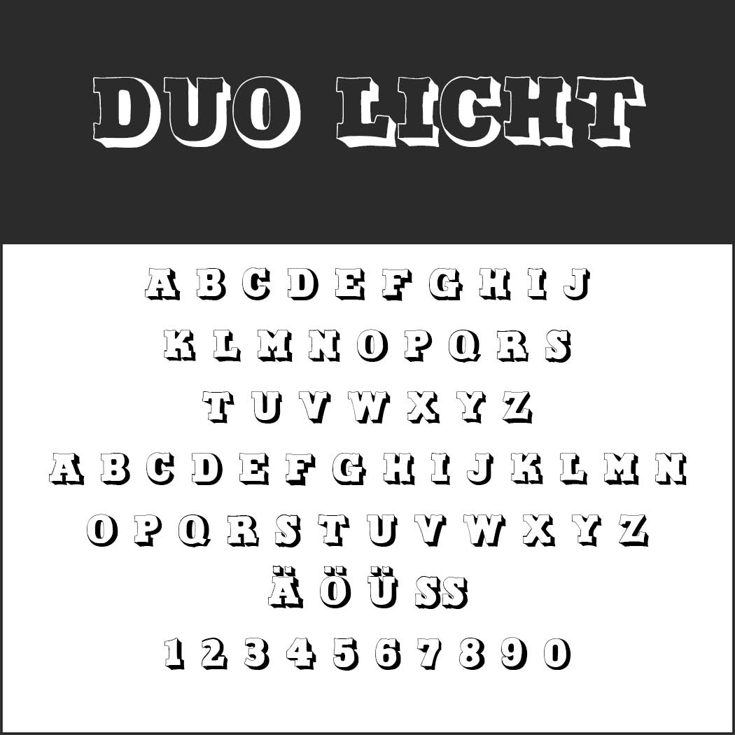 Outlined font Duo Licht