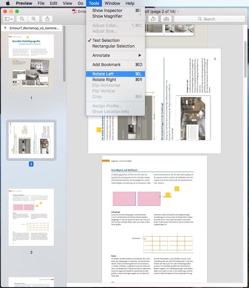 rotate pdf pages mac