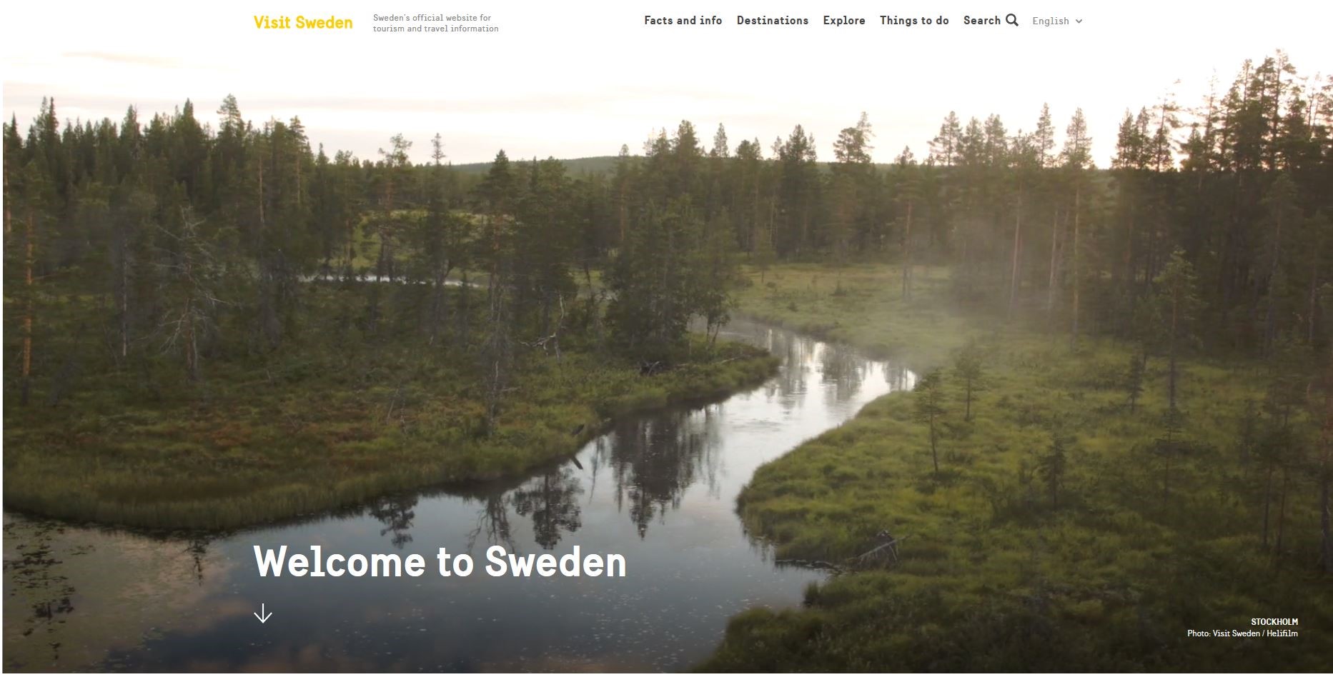 visitsweden’s website showing a minimalist style