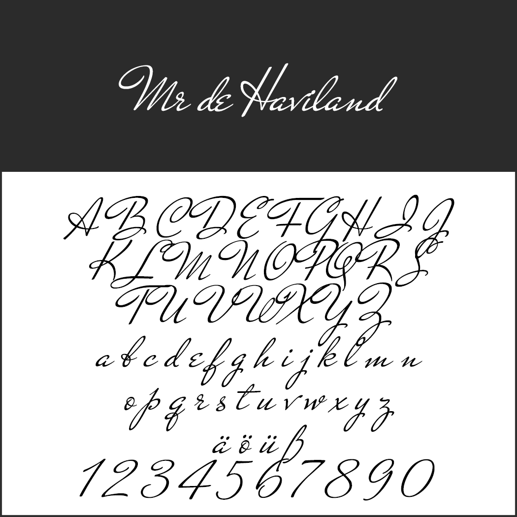 Old font Mr De Haviland