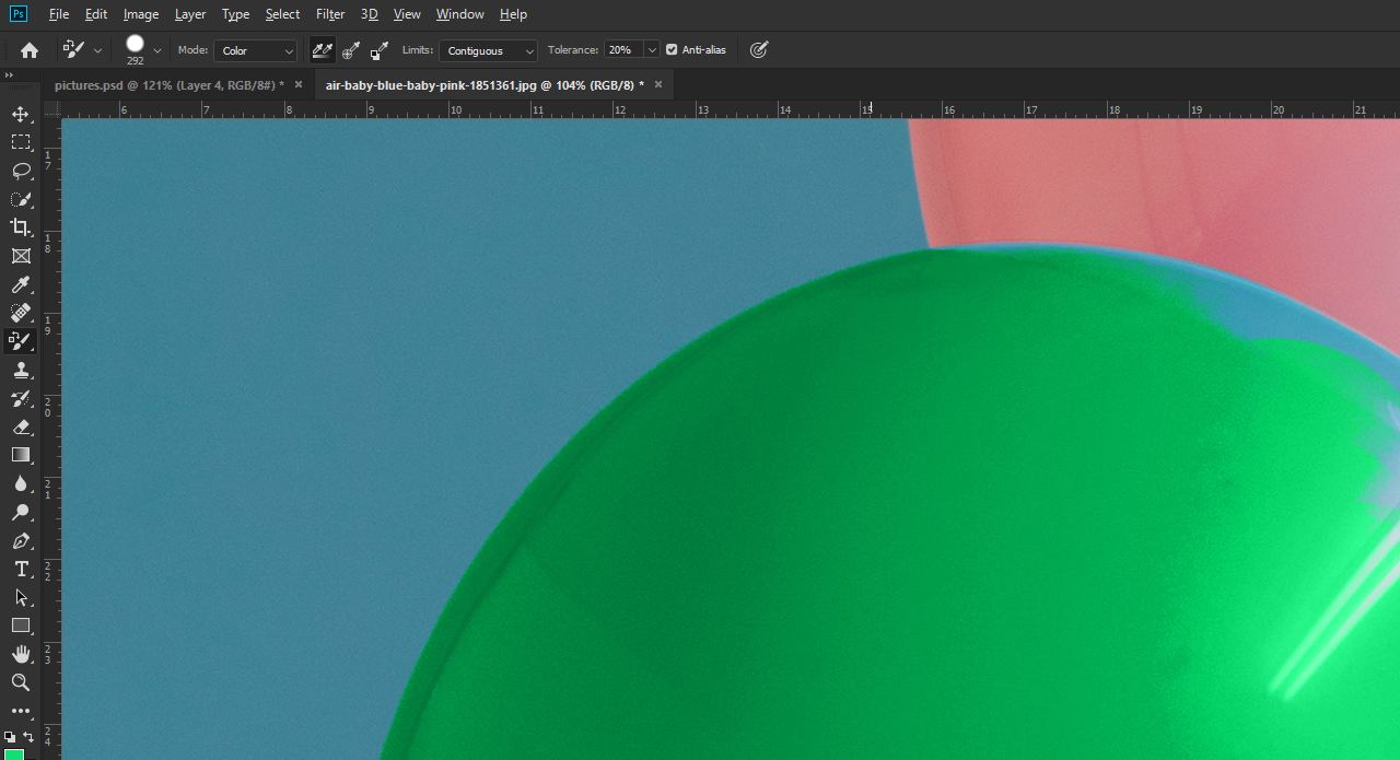 Paint the balloon green for example with the Brush Tool