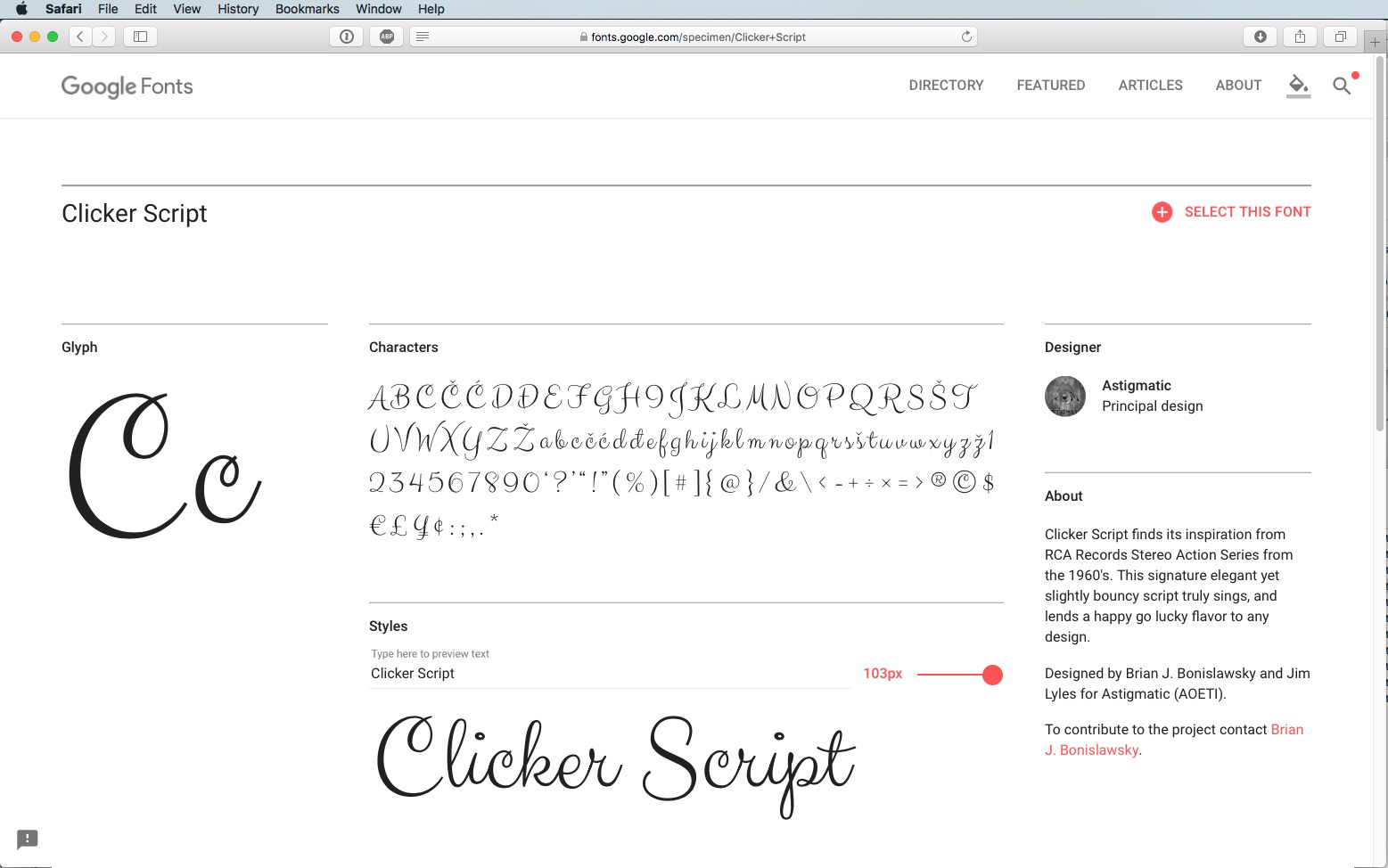 Free font Clicker Script by Astigmatic